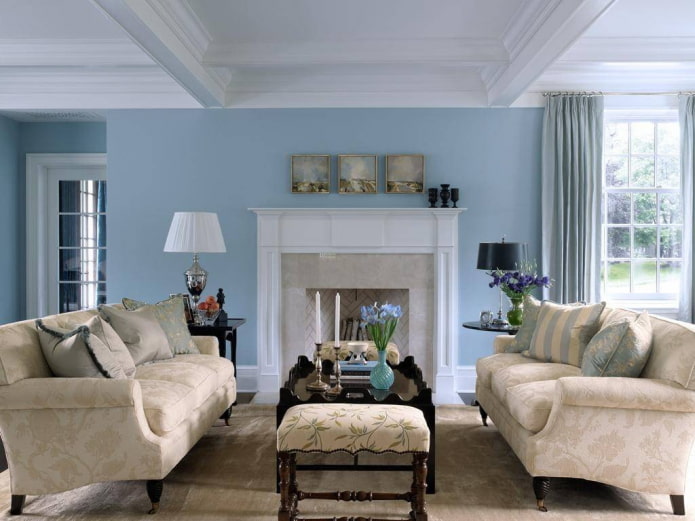 intérieur beige et bleu