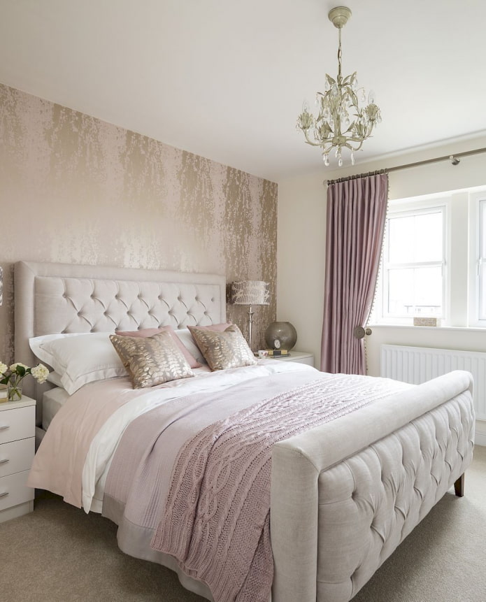 chambre rose et beige