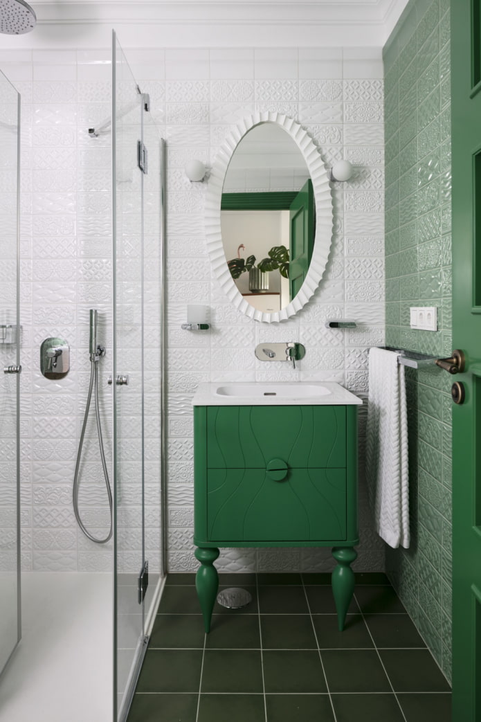 salle de bain blanc-vert