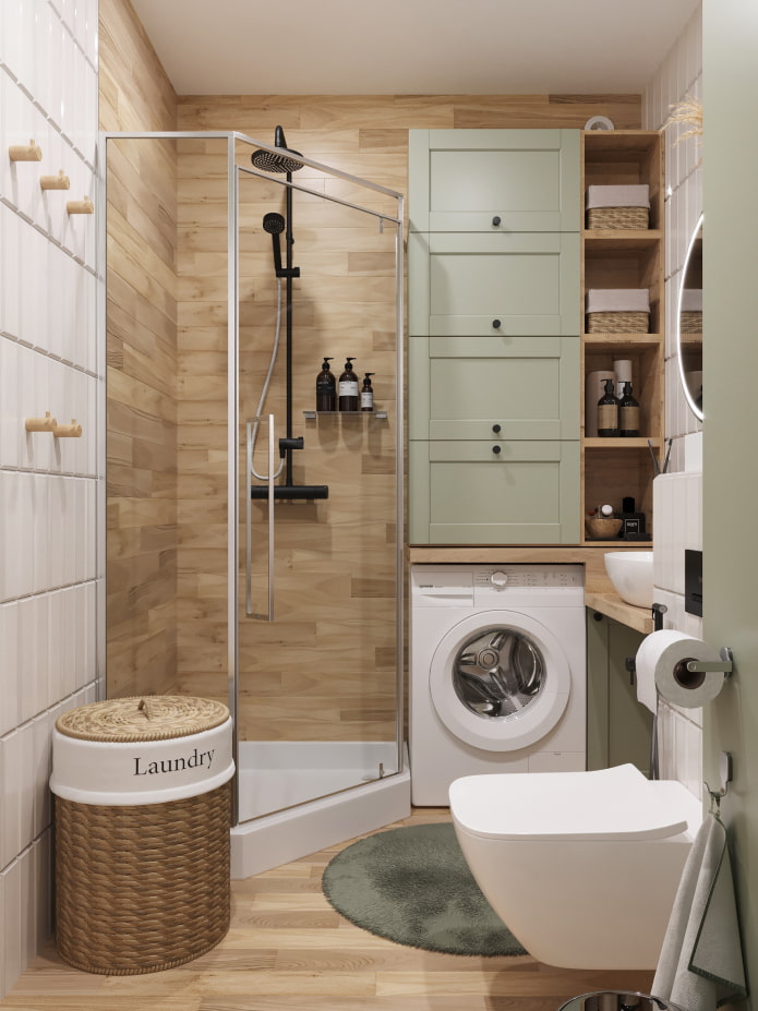 Cabine de douche et lave-linge