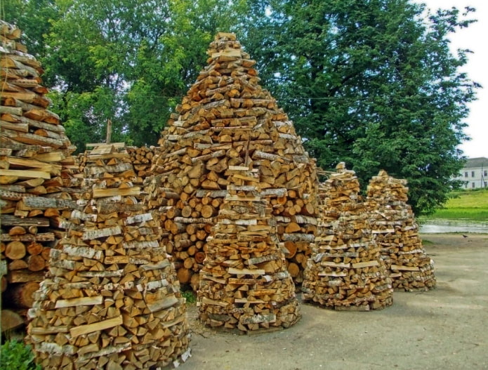 Des tas de bois de chauffage