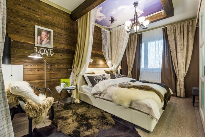 chambre aux murs en bois