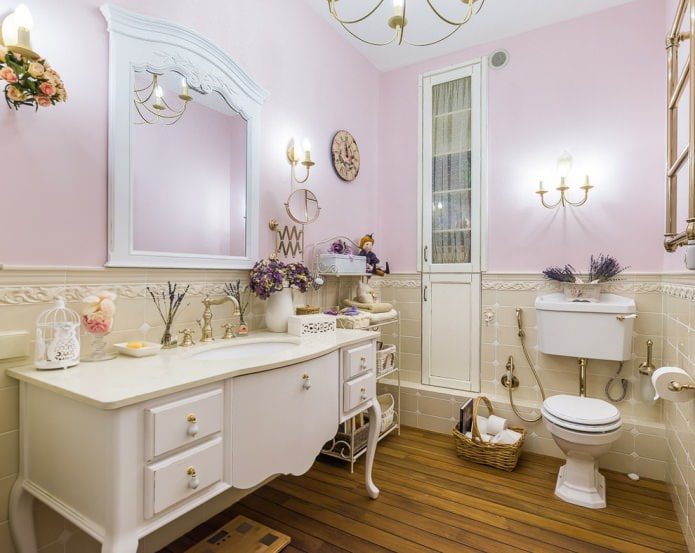 salle de bain rose-beige