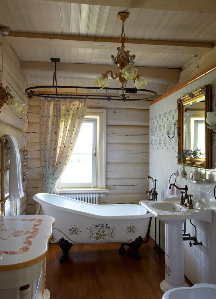 salle de bain dans une maison en bois