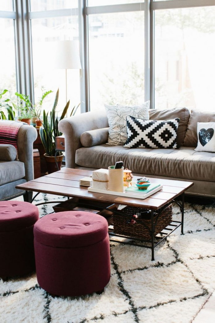 Pouf couleur Marsala