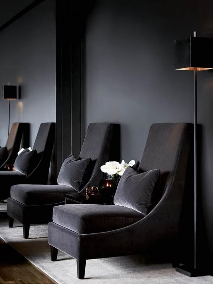 fauteuil en velours noir