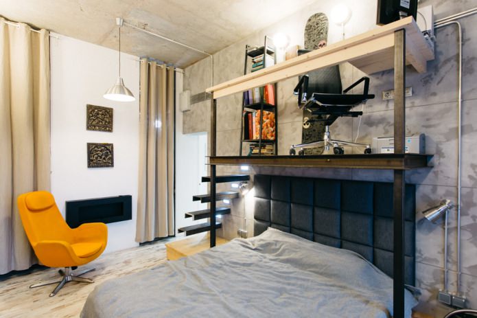 chambre élégante de style loft