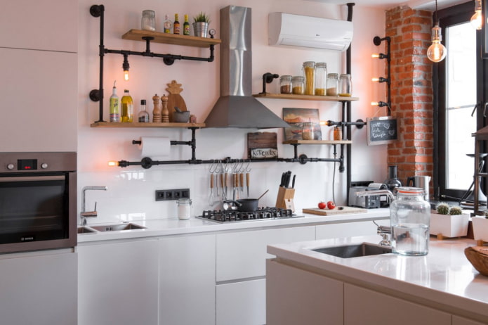 cuisine de style loft blanc