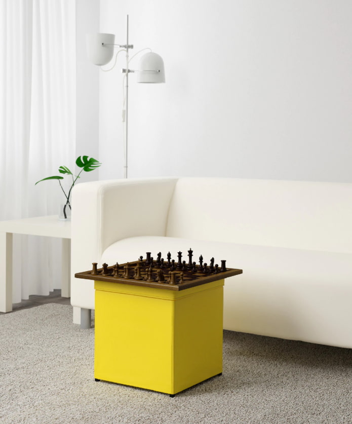 Tabouret pouf jaune