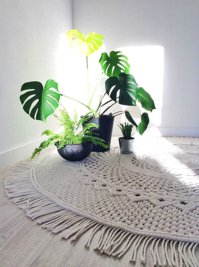 tapis rond en macramé