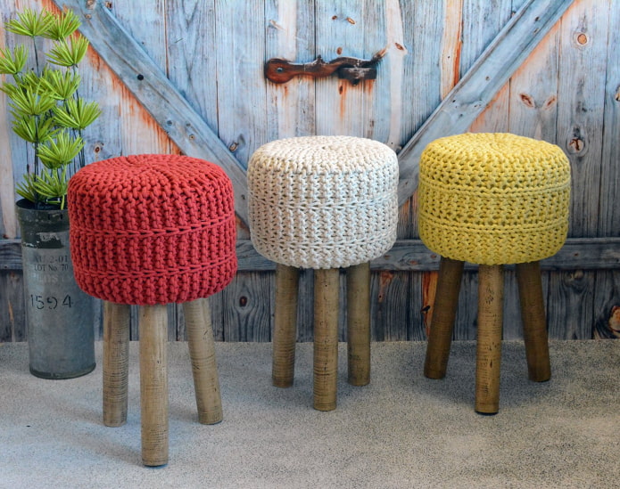 tabourets en macramé