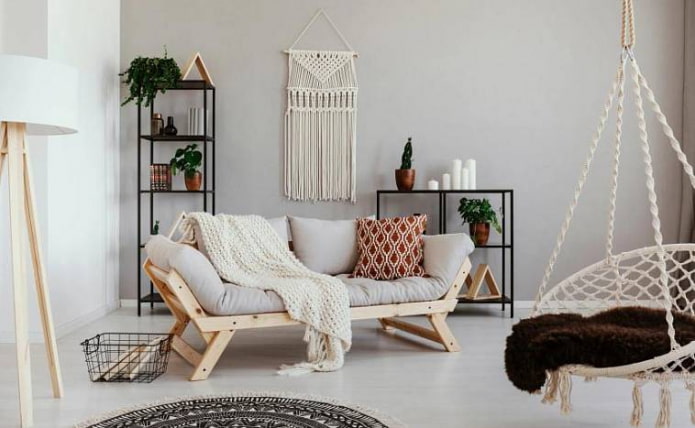 intérieur scandinave avec macramé