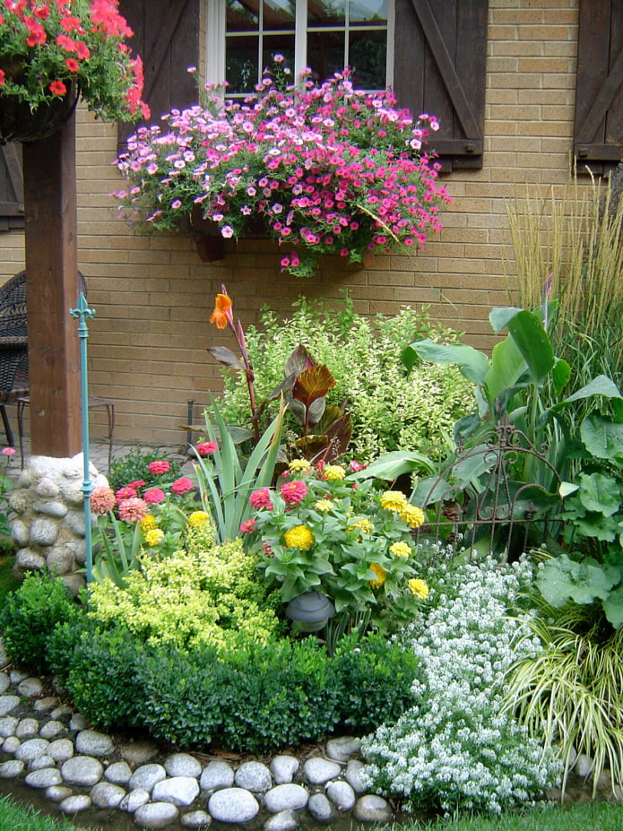 Jardin fleuri près de la maison