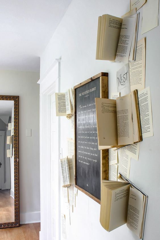 Tableau noir entouré de livres