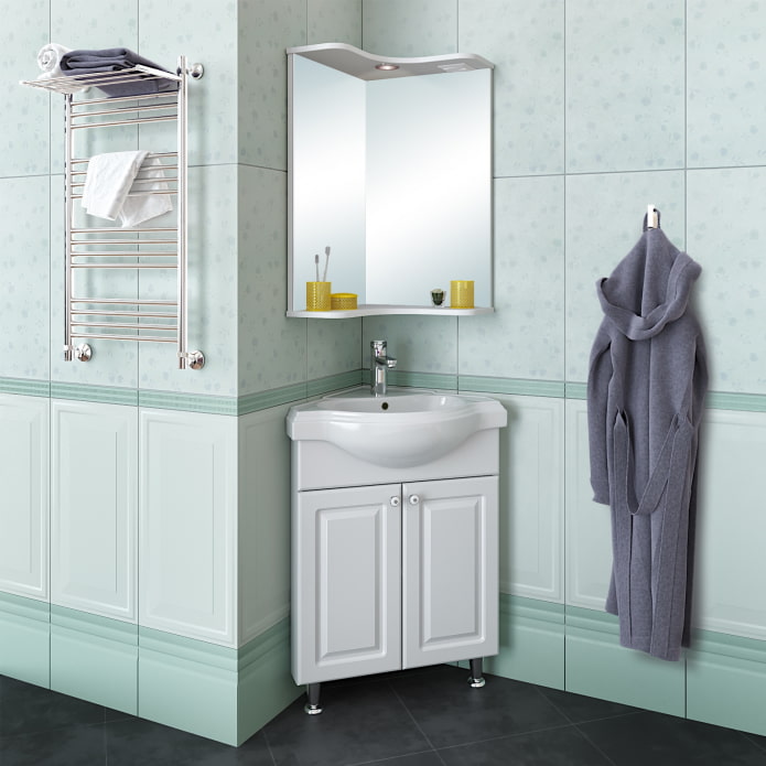 lavabo d'angle avec meuble vasque