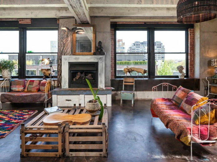 a boho és a loft stílus keveréke