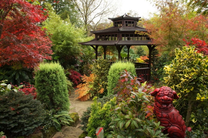 jardin avec gazebo de style chinois