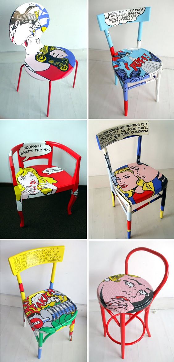 chaises dans le style du pop art