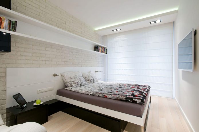 chambre dans la conception de l'appartement aux couleurs claires