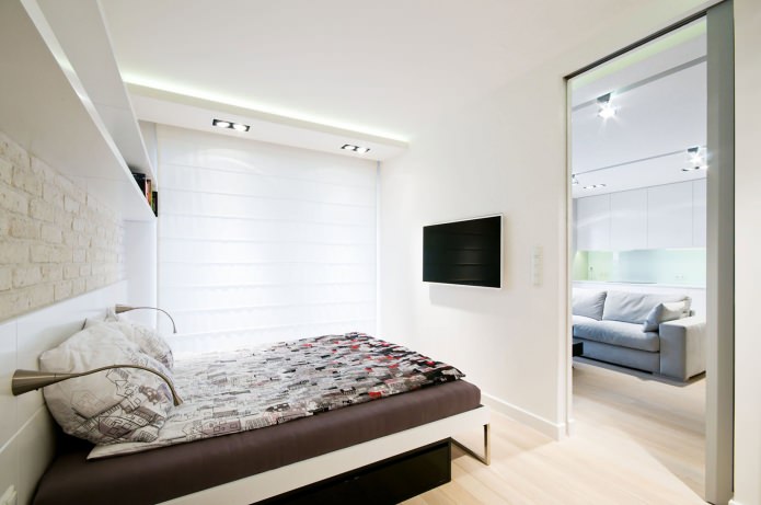 chambre dans la conception de l'appartement aux couleurs claires