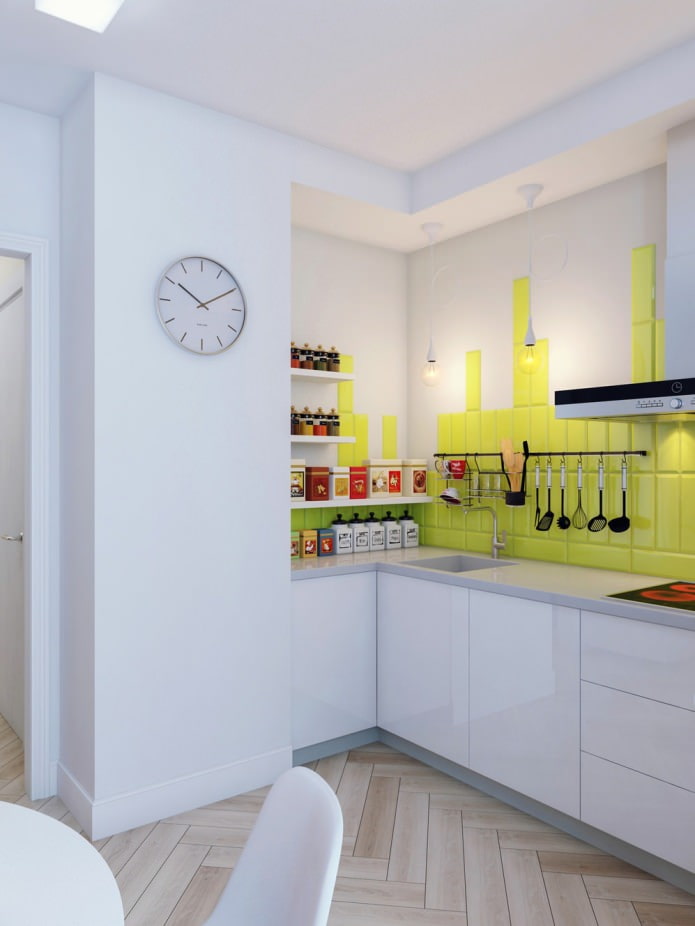 cuisine dans l'aménagement intérieur d'un appartement 1 pièce de 37 m². m.