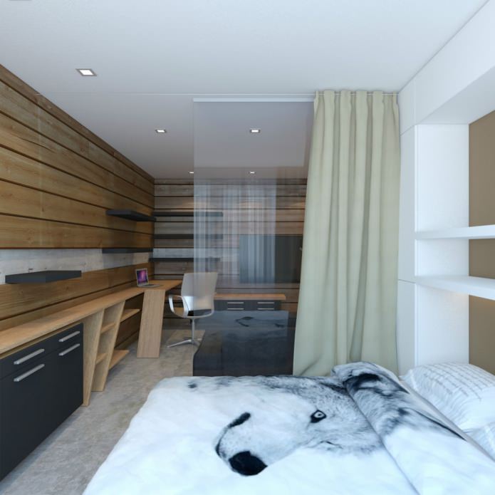 chambre dans la conception d'un studio de 33 m². m.