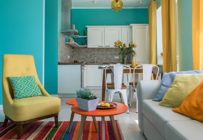 chambre jaune-turquoise