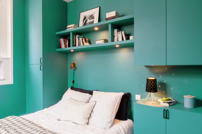 chambre de couleur turquoise