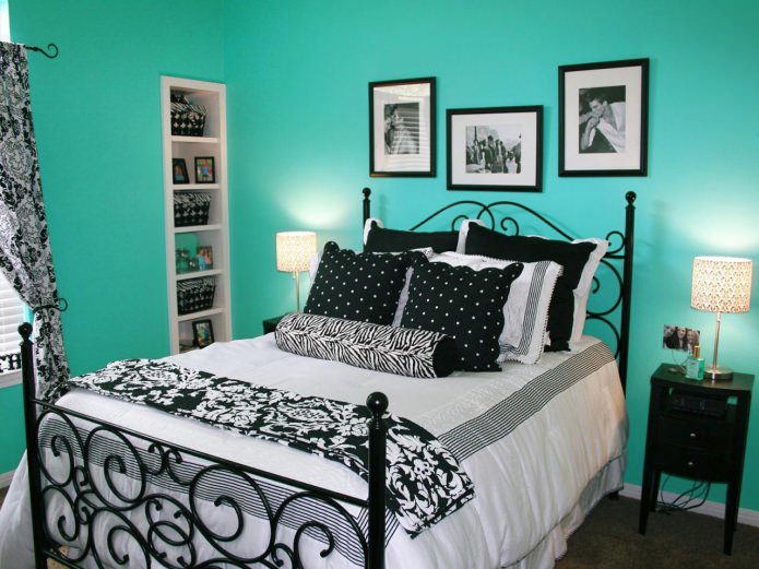 chambre noir et turquoise