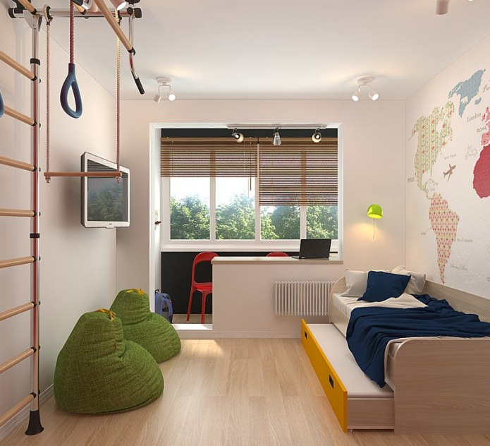 Chambre d'enfant dans la conception d'un petit appartement de 3 pièces