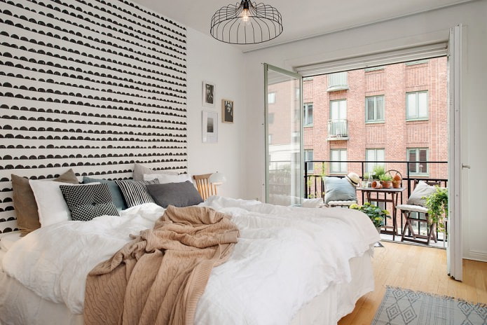 chambre avec balcon de style scandinave