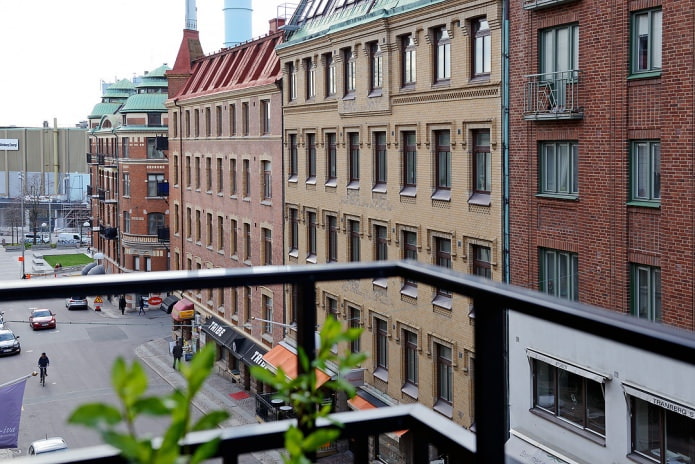 vue depuis le balcon sur les rues de Suède