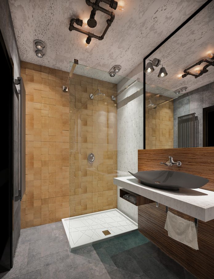 salle de bain à l'intérieur d'un petit appartement de 48 m². m.