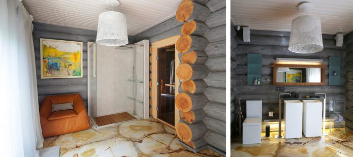 salle de bain dans une maison en bois