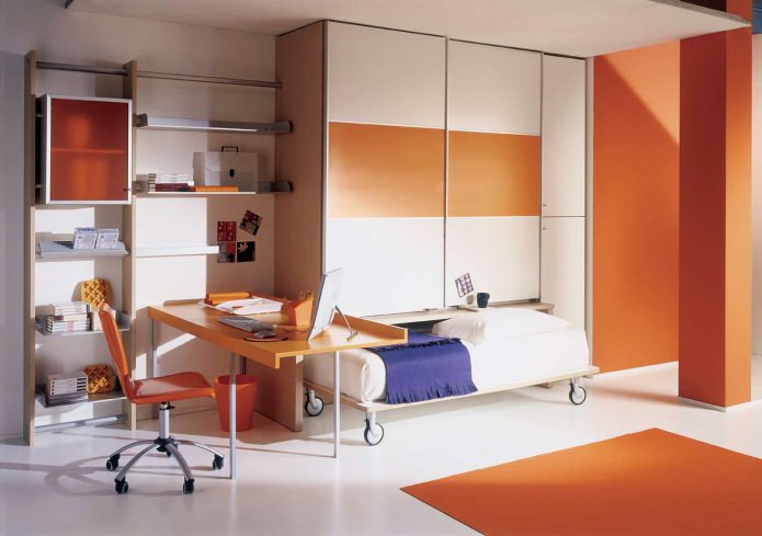 couleur orange dans la chambre des enfants