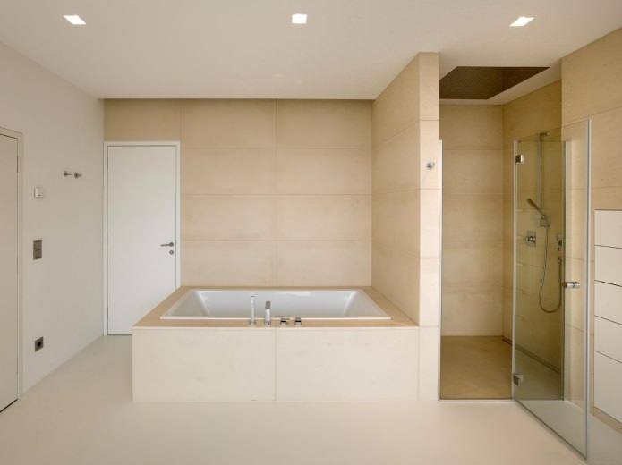 Conception de salle de bain beige