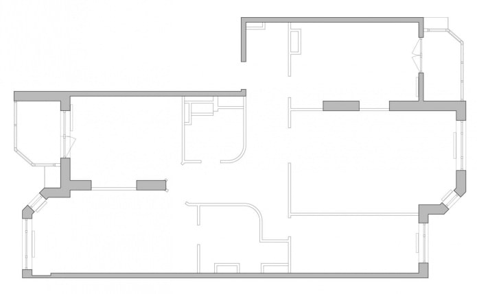 plano ng apartment 137 sq. m. bago muling pagpapaunlad