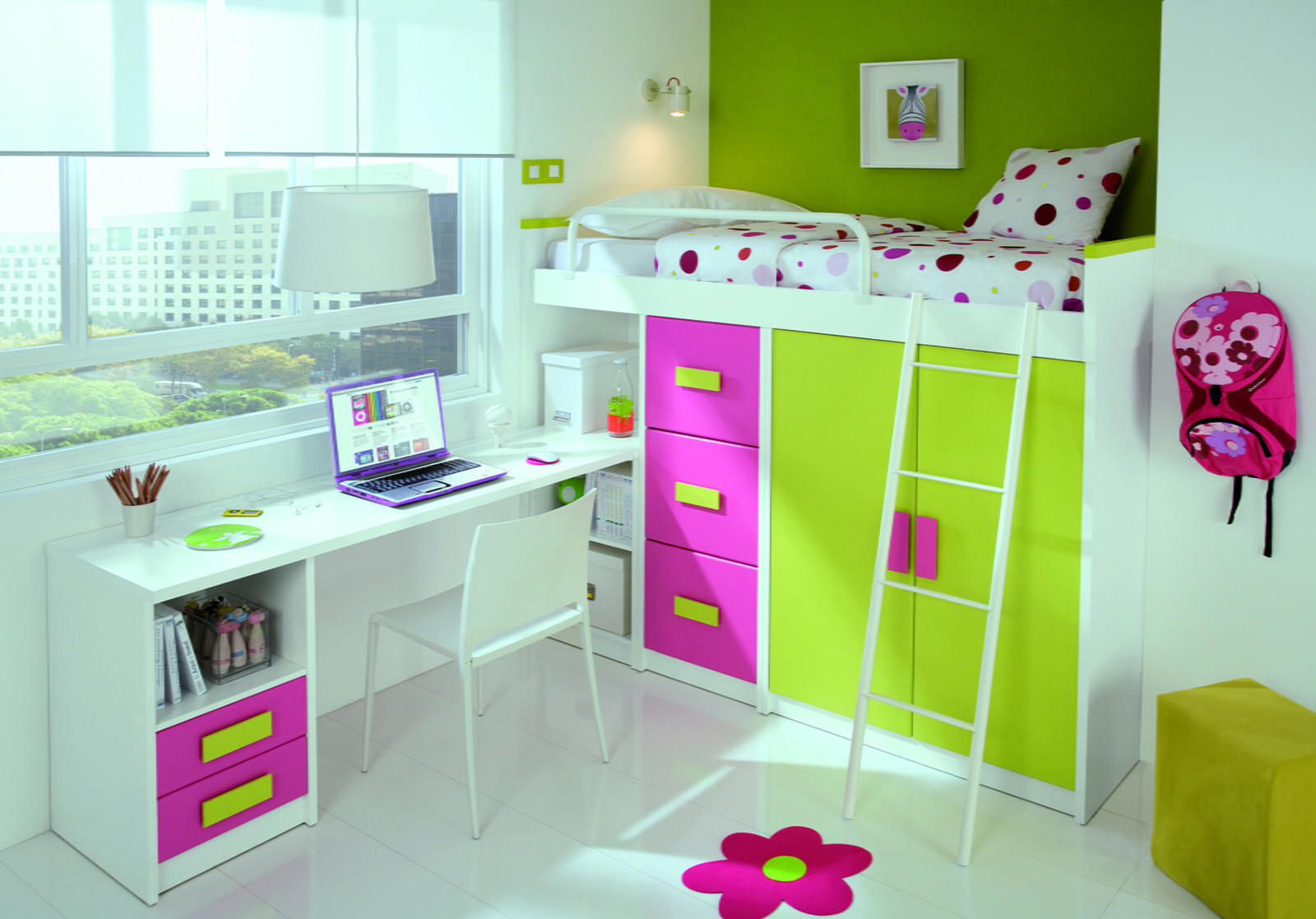 Chambre d'enfant dans les tons verts