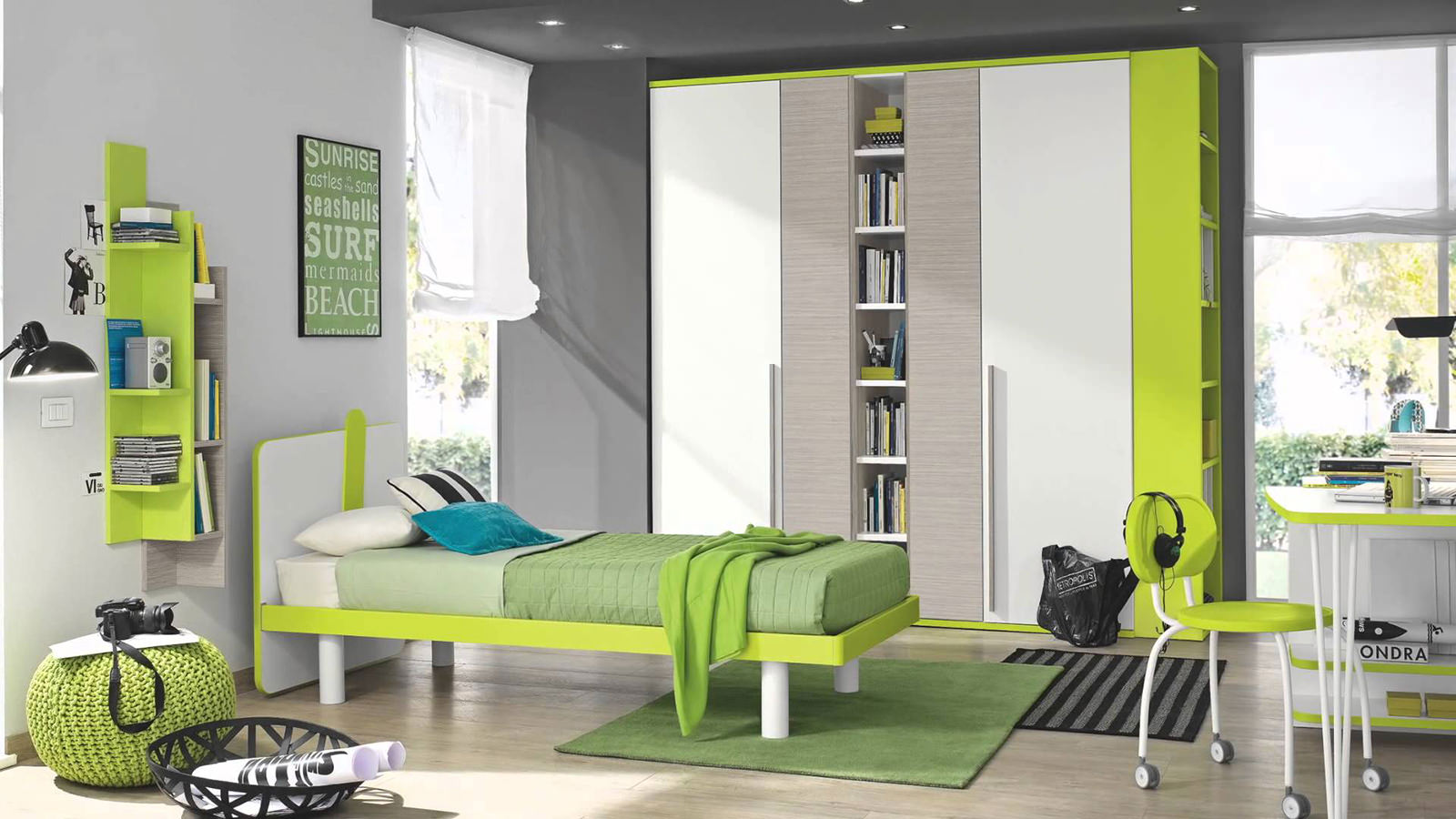 Chambre d'enfant dans les tons verts