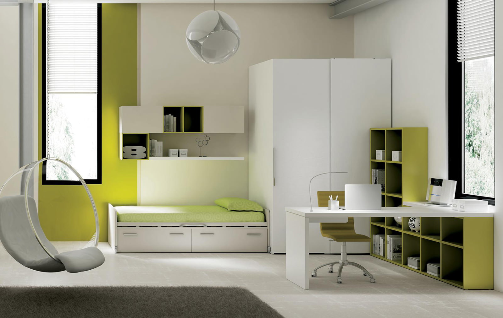 Chambre d'enfant dans les tons verts