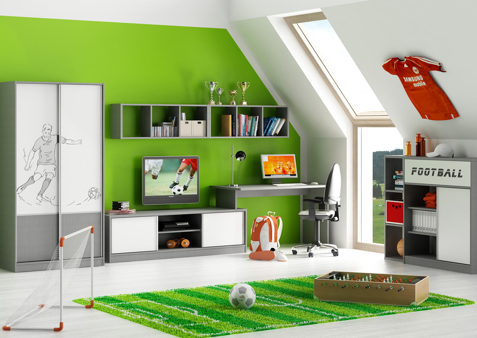 Chambre d'enfant en vert