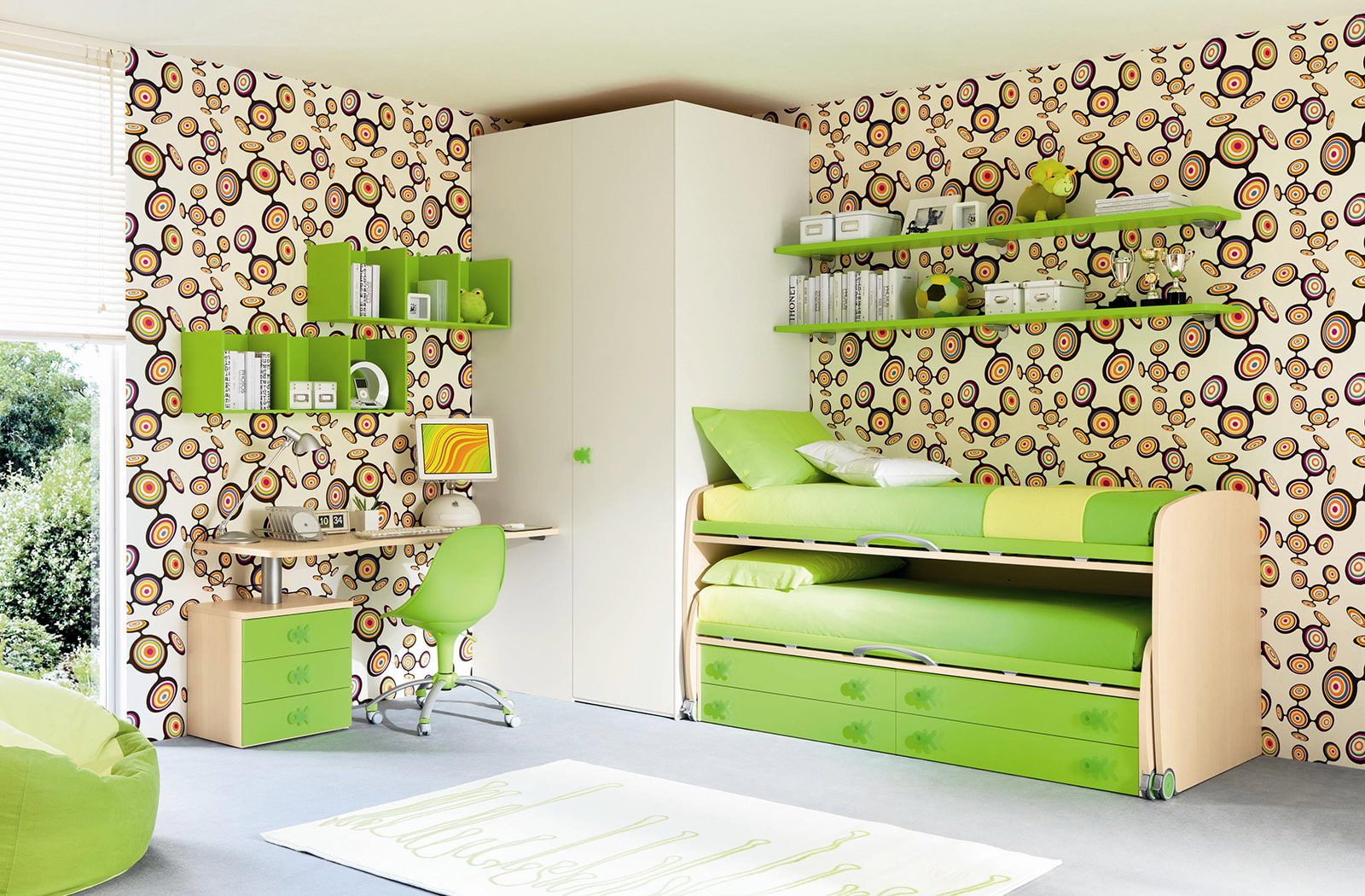 Chambre d'enfant dans les tons verts