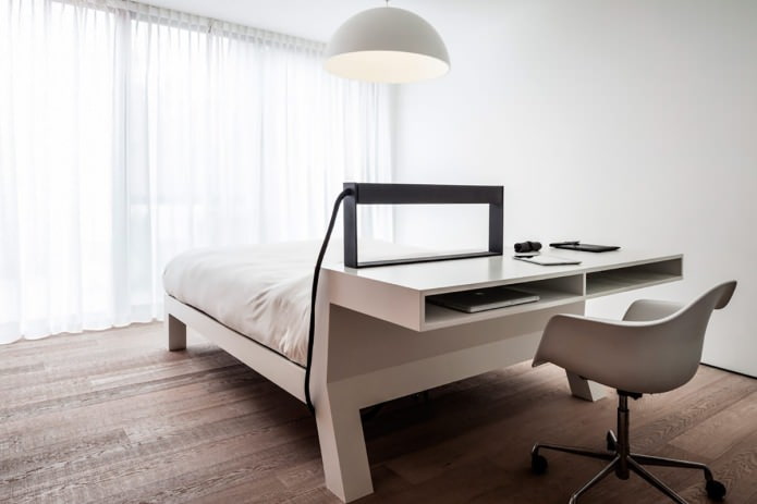 meuble design dans la chambre au pied du lit