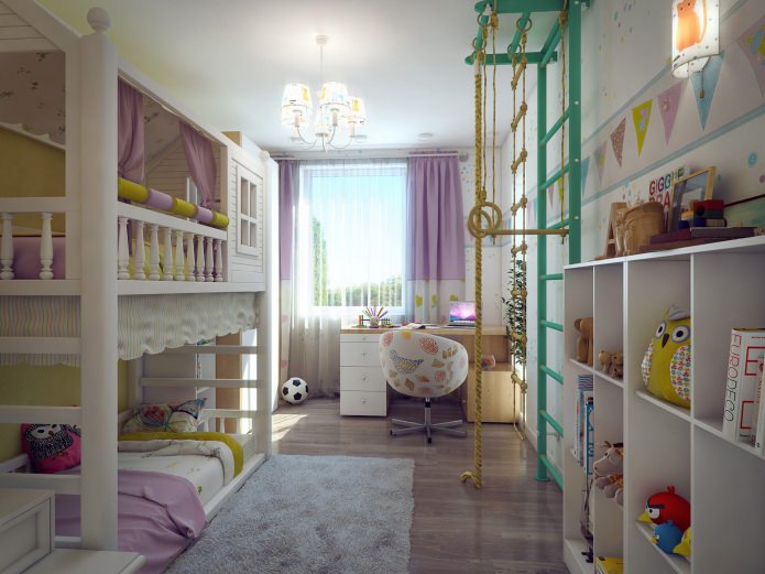 chambre d'enfant dans la conception d'un appartement de 80 m². m.