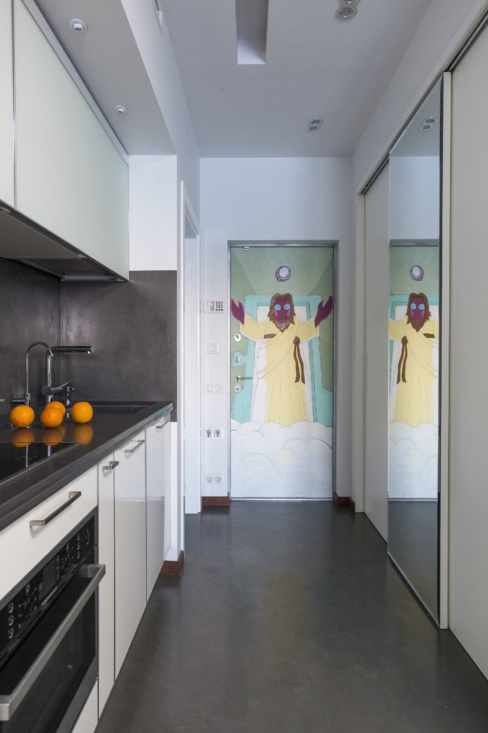 Cuisine dans la conception d'un appartement de deux pièces de 43 m². m.