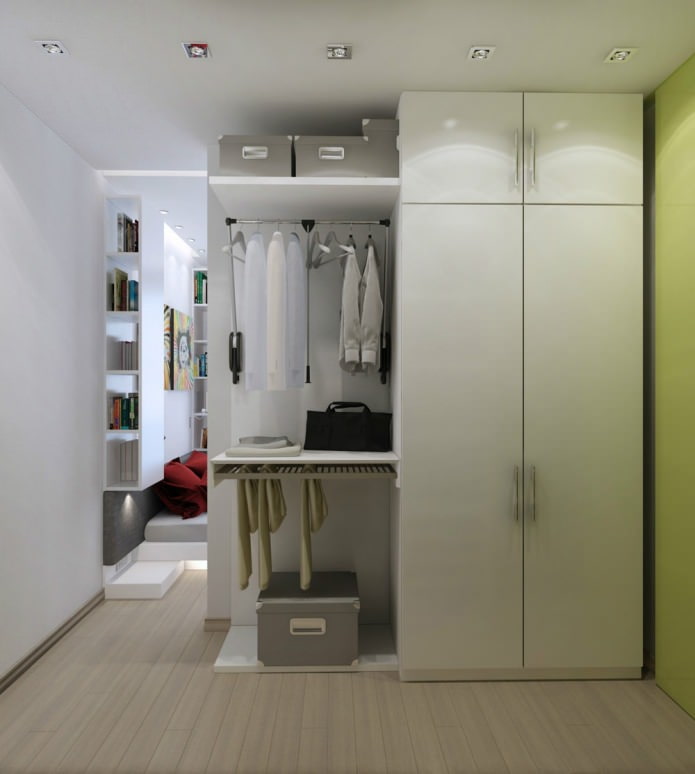 dressing dans l'aménagement intérieur d'un studio de 47 m². m.