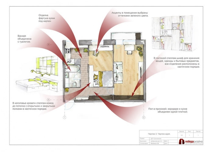 aménagement intérieur d'un appartement de 46 m². m.