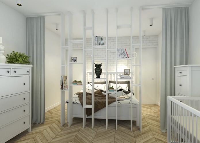 chambre avec une pépinière dans la conception d'un appartement de 65 m². m.