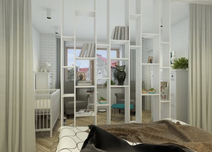 chambre avec une pépinière dans la conception d'un appartement de 65 m². m.