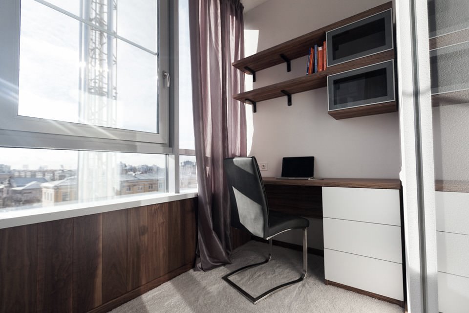 un bureau dans la conception d'un appartement de 64 m². m.